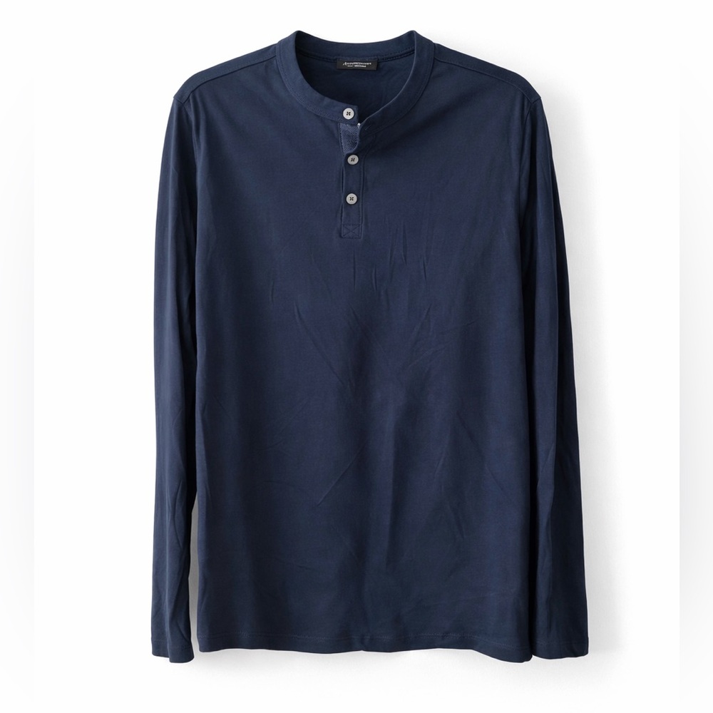Robert Barakett Pima Cotton Henley Long Sleeve Men M Quiet Luxury Minimalist